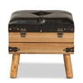 thumbnail image 6 of Baxton Studio Amena Rustic Transitional Dark Brown PU Leather Upholstered and Oak Finished Wood Small Storage Ottoman, 6 of 11
