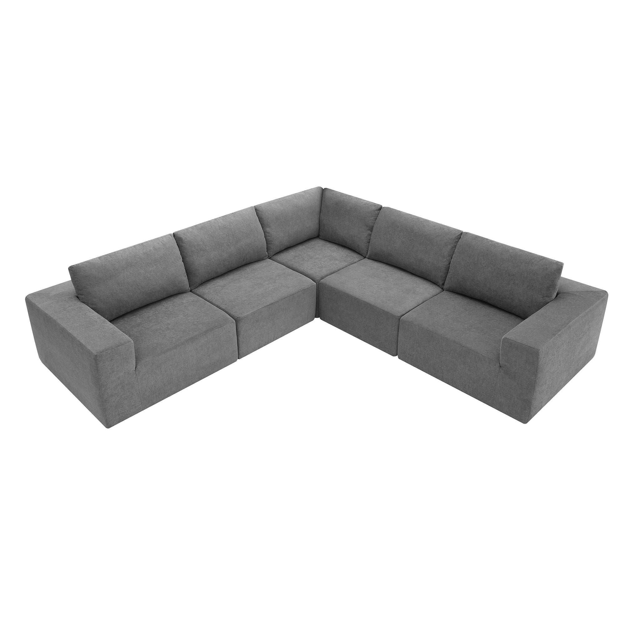 MAYEERTY 116x116" L-Shaped Modular Sectional Sofa - Luxury 5PC Free Combination Compressed Floor Couch for Living Room/Bedroom, 3 Colors