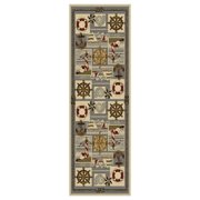 Red and white outdoor rug