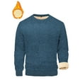 thumbnail image 5 of hlysgo Mens Fleece Lined Long Sleeve Shirts Fit Solid Color Crewneck Sweatshirts Warm Winter Pullover Tops Thermal Going Out Basic Tees Blue XL, 5 of 5