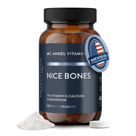 Mt. Angel Vitamins Nice Bones – Bone Health Supplement with Vitamin D2, K2, Calcium, & Magnesium – Supports Bone Density & Strength – Non-GMO, Gluten-Free – 60 Tablets
