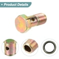 thumbnail image 3 of Unique Bargains 2 Set M12x1.25 32mm Length Motorcycle 3 Hole Hollow Bolt Screw with Washer Set Metric Thread Bronze Tone, 3 of 6