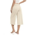thumbnail image 6 of REALiKUN Women's Capri Pants Solid Color Fold Over Waistband Comfy Soft High Elasticity Pants Perfect for Yoga Home Wear, 6 of 8