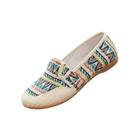 

Gomelly Womens Espadrilles Loafers Soft Mesh Penny Loafers Lightweight Slip on Flats Shoes Green Colorful 5.5