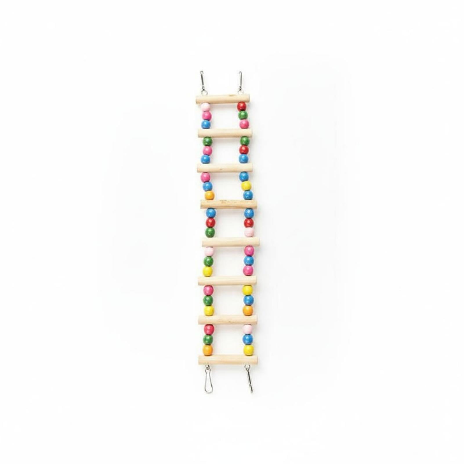 EHJRE Parrot Enclosure Ladder Fir Wood Wooden Bird Ladder Hanging Hooks for Pet Birds Colorful Bead 8-step