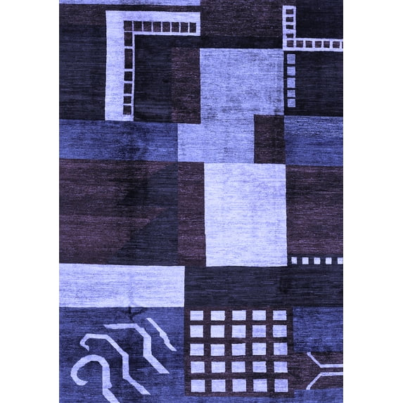 Ahgly Company Machine Washable Indoor Rectangle Abstract Blue Modern Area Rugs, 2' x 4'