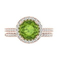 thumbnail image 2 of Clara Pucci 14K Rose Gold Round Cut 2Ct Natural Peridot Engagement Ring + Matching Band - Luxury Box Included, 2 of 7