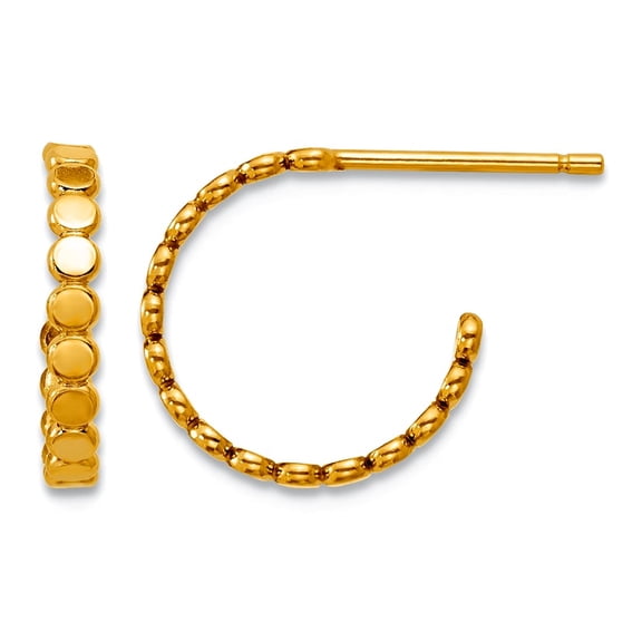 1/20 14k Gold Filled 1.90 X 12mm Beaded Post Hoop Earrings 9.67mm long Hoop Earring for Women