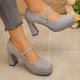 thumbnail image 4 of Los Tacones de los Pies Anchos de las Mujeres de Moda Desgaste Casual Versátil de Gran Tamaño de Bajo Corte Hebilla Correa Dedo Del Pie Tacón Grueso Zapatos de Tacón Alto con Plantillas de Zapato Gru, 4 of 9