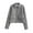 Gray, variant on Women's Coats Lapel Cropped Jacket Button Down Casual Varsity Jacket with Pockets Gray M