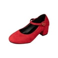 thumbnail image 2 of Dpityserensio Women's Solid Color Medium Heeled and Thick Heeled Shoes with A Straight Buckle and Shallow Mouth Suede for Women Red 5(35), 2 of 7