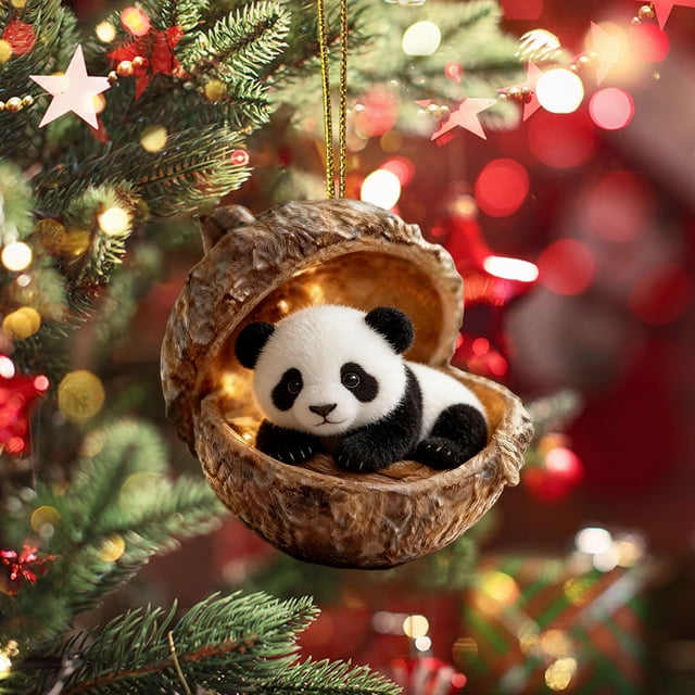 Adorno colgante de árbol de Navidad para animales del bosque, diseño caprichoso, decoración versátil, acrílico duradero, uso en temporada navideña, 10 cm