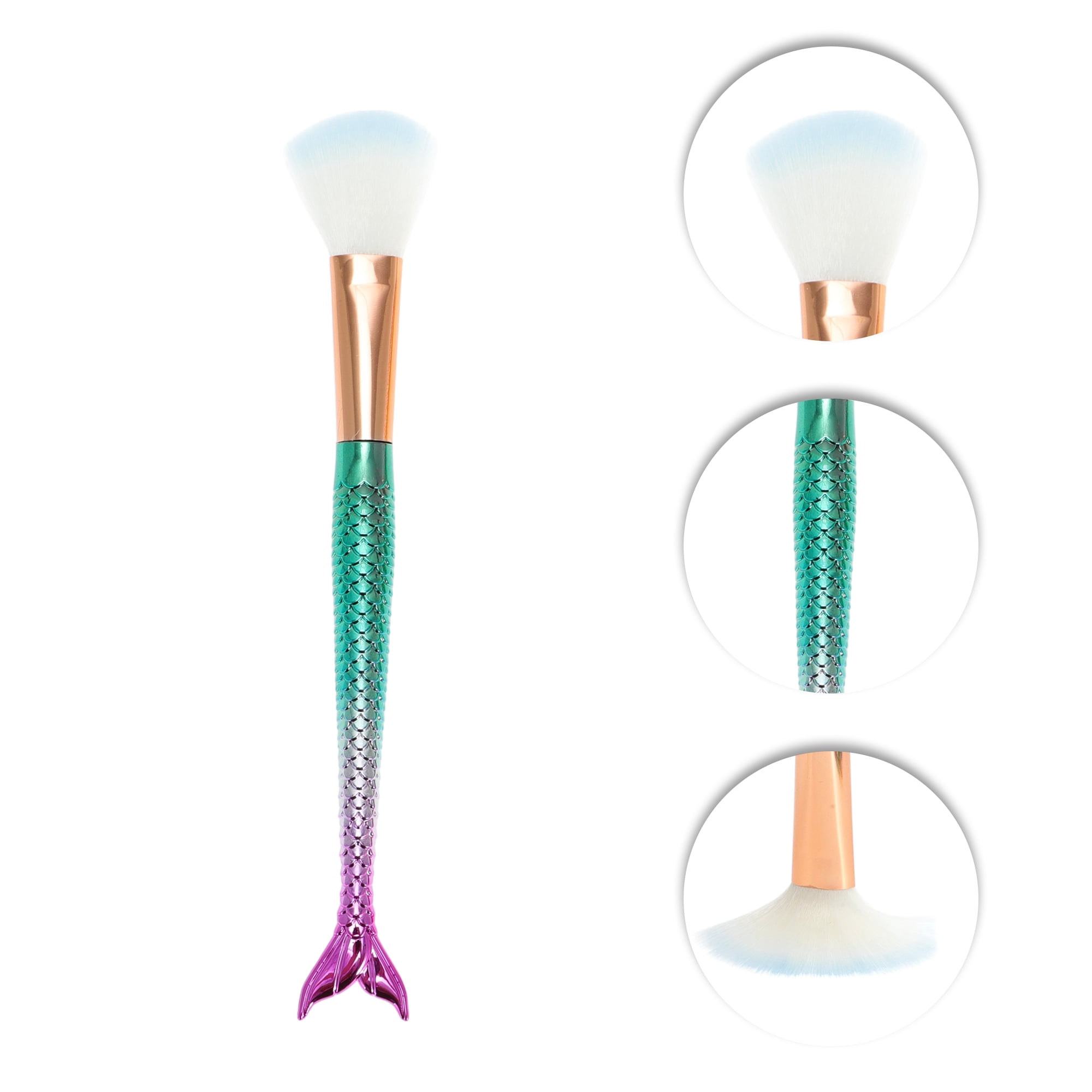 Unique Bargains 4 Pcs Soft Portable Mermaid Makeup Brush Set for Cosmetic Green