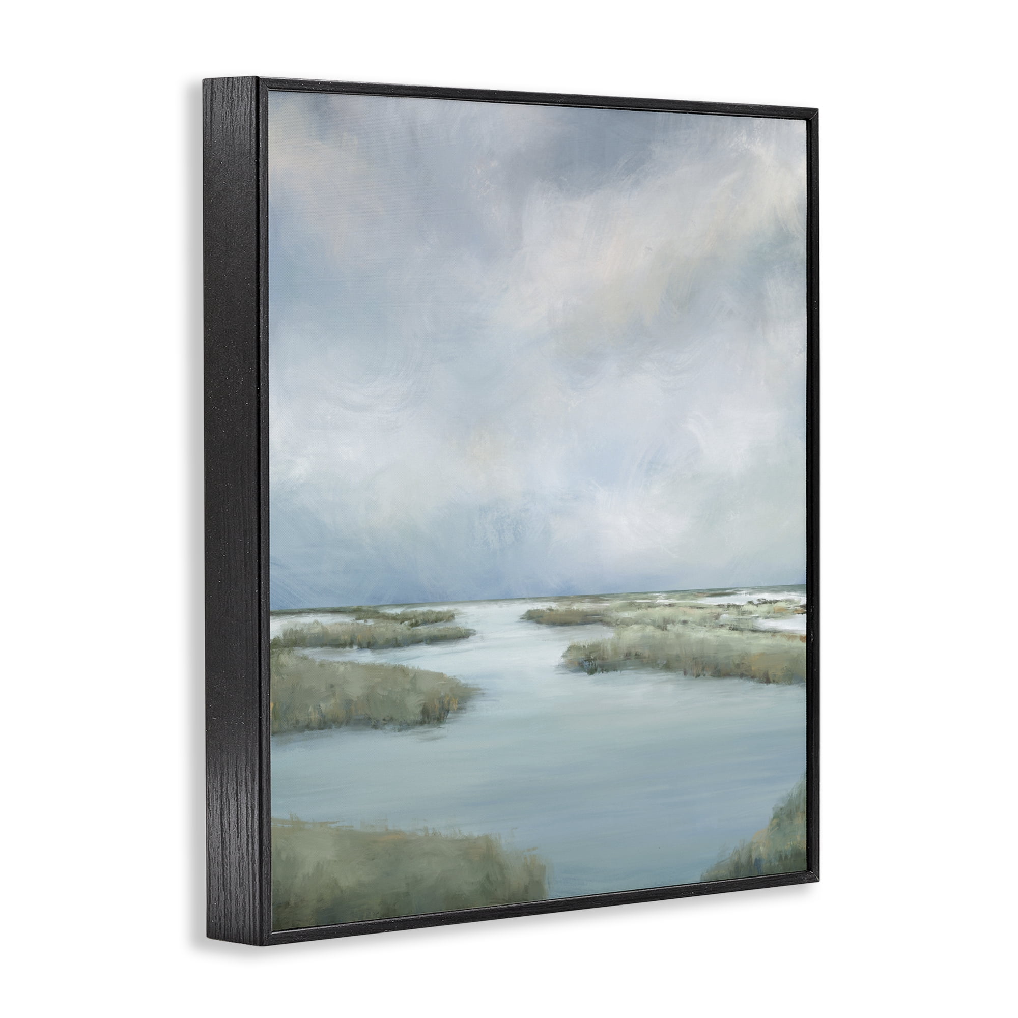 Hazy Marsh Land View Black Framed Giclee Art, design by Leah Noel Art
