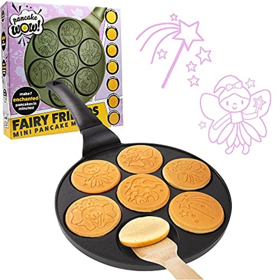 Cucina Pro Fairy Friends Mini Pancake Pan - Make 7 Unique Flapjacks - Nonstick Griddle for Breakfast Magic & Easy Cleanup