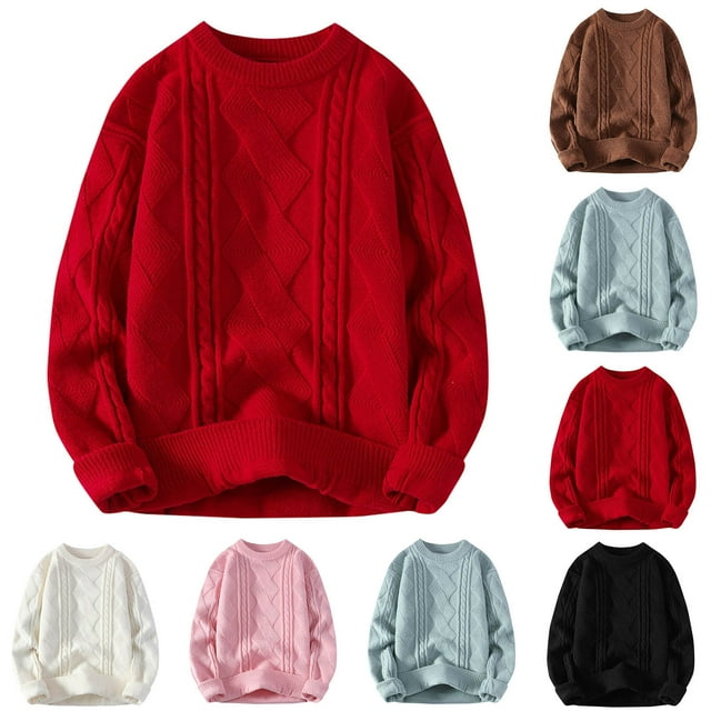 Xcmzpl Big and Tall Oversized Sweaters Men Crew Neck Textured Knit Pullover Sweaters Solid Loose Fit Fall Sweaters Gifts for Men