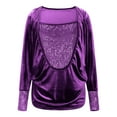 thumbnail image 4 of Otntypg Women's Sequin Tops Casual Patchwork Cowl Neck Ruched Stretch Long Sleeve Tunic Blouse Shining Glitter Pullover Top Trendy Party/Business Outfit Clothes Purple XL, 4 of 9