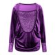 thumbnail image 3 of AUNVITO Women's Plus Size Sequin Velvet Panel Top V-Neck Long Sleeve Solid Color Loose Casual Elegant Daily Style, 3 of 8