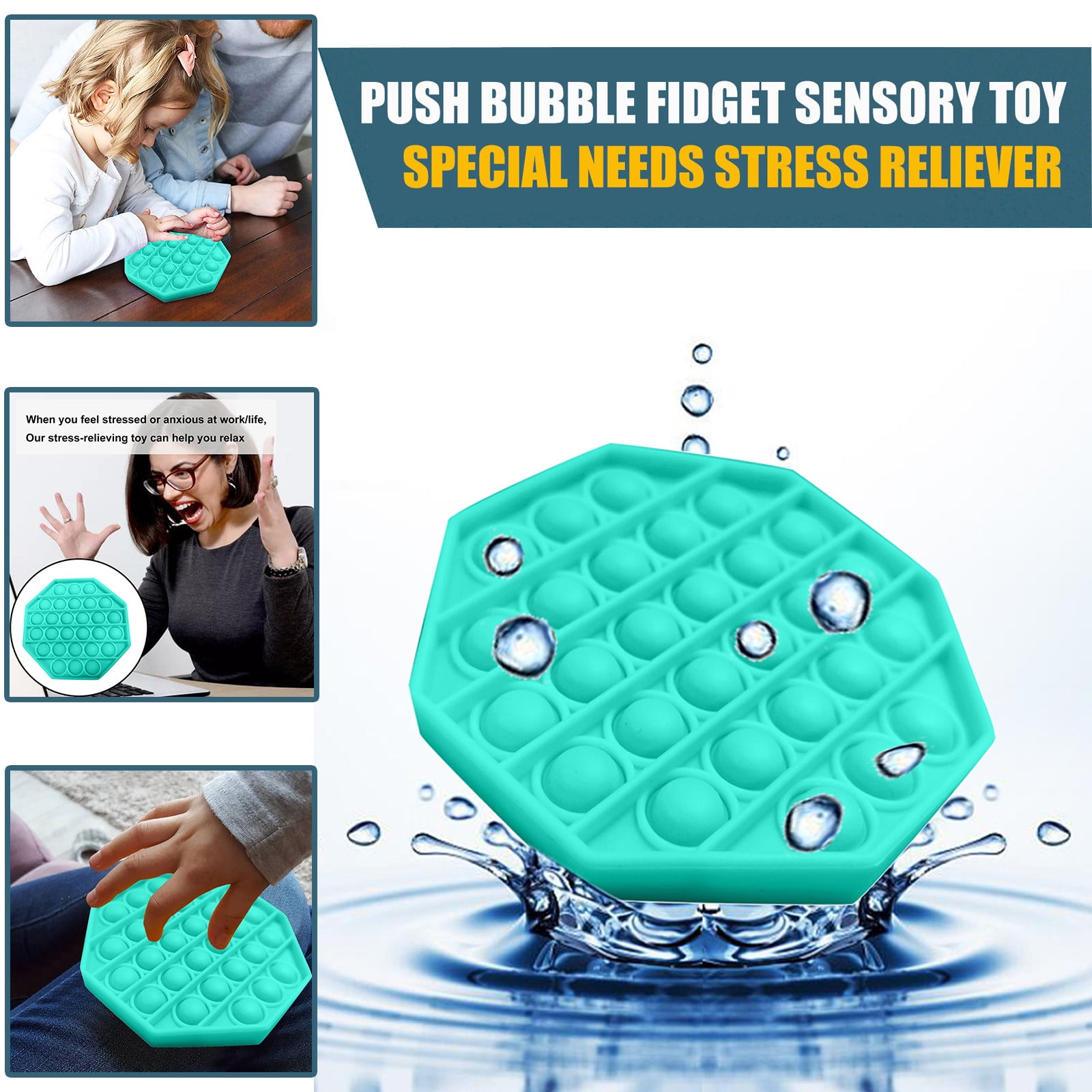Octagon Push Pop It Bubble Wrap Fidget Anxiety Stress Reliefs Sensory Kids Toys 