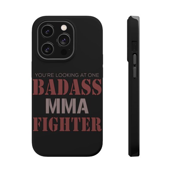 DistinctInk Tough Case for Apple iPhone 15 PRO (6.1" Screen), Compatible with MagSafe Charging - You're Looking at One Badass MMA Fighter