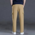 thumbnail image 5 of DPTALR Men's Solid Color Elastic Waist Casual Full-Length Pants with Pockets,Khaki,Big and Tall Men M, 5 of 8