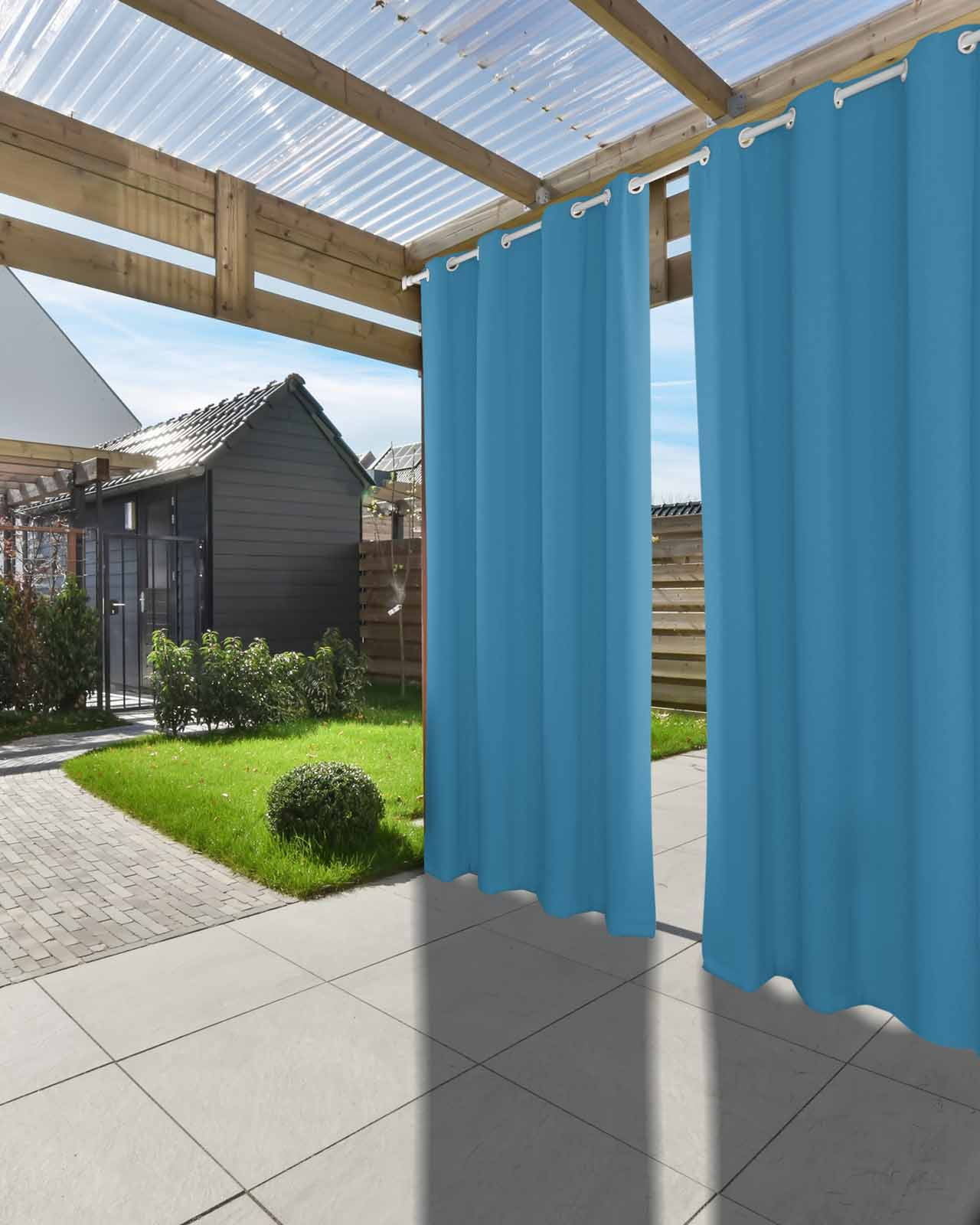 nqOlkjepod Outdoor Curtains for Patio Waterproof, Blue Outdoor Privacy Panels Grommet, Modern Pure Wave Ride Blackout Outside Curtains for Porch/Cabana/Pergola/Gazebo 54"x108", 1 Panel