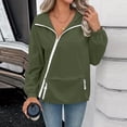 thumbnail image 6 of purcolt Women's Rain Jackets Diagonal Zip Long Sleeve Pullover Windbreaker Waterproof Hooded Jackets Casual Lightweight Oversized Travel Hiking with Kangaroo Pocket, 6 of 9