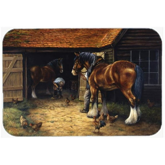 Horse & the Blacksmith by Daphne Baxter Glass Large Cutting Board