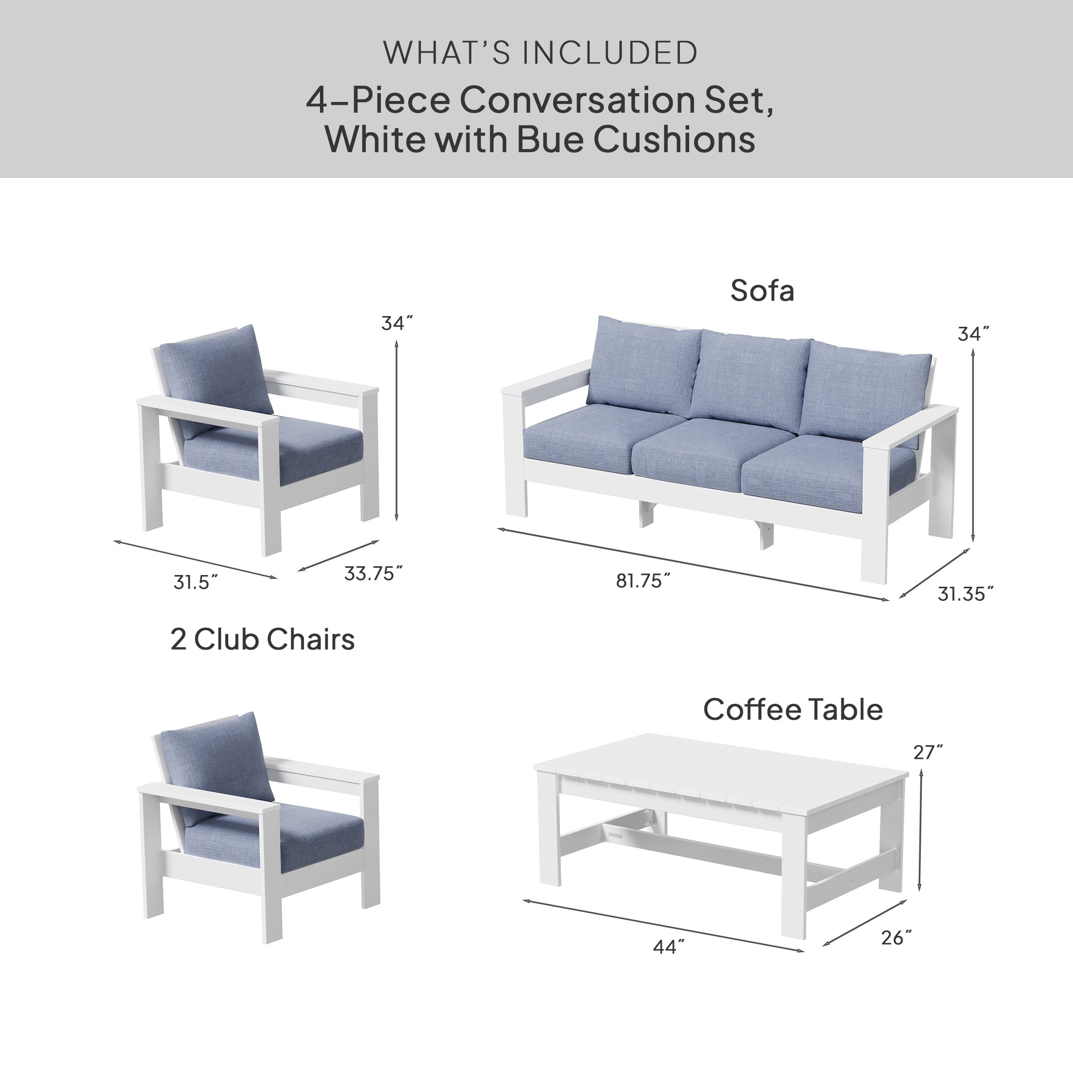 Better Homes & Gardens Ezra 4-Piece Outdoor HDPE Conversation Set