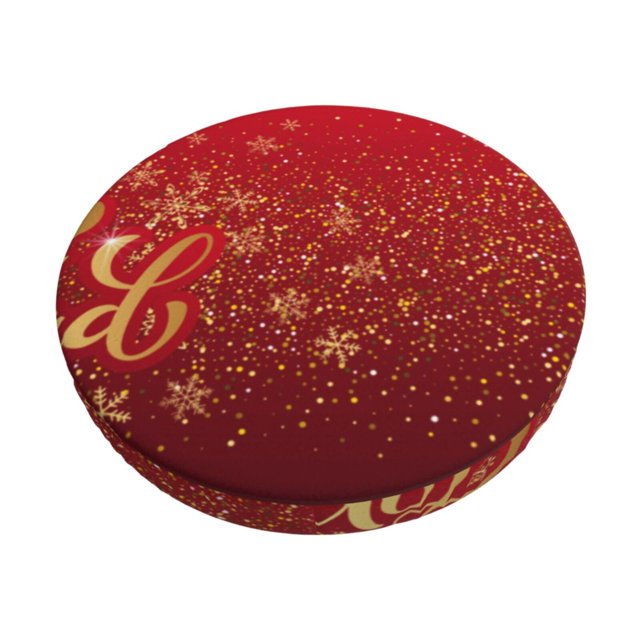 Disketp Merry Christmas Funda Redonda para Taburete, Funda de Cojín para Silla de Bar Suave y Elástica-12 inch