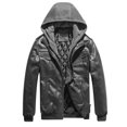 thumbnail image 5 of HAPIMO Men's Motorcycle Leather Jacket Quilted Warm Jacket Multi Pocket Thickened Detachable Hooded Plus Size Hooded Jacket Gray M, 5 of 9