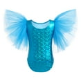 thumbnail image 6 of IBTOM CASTLE Shiny Metallic Ballet Leotards for Girls Toddler Ruffle Tulle Gymnastics Leotard Kids Halloween Dance Dress up 9-10 Years Blue, 6 of 8