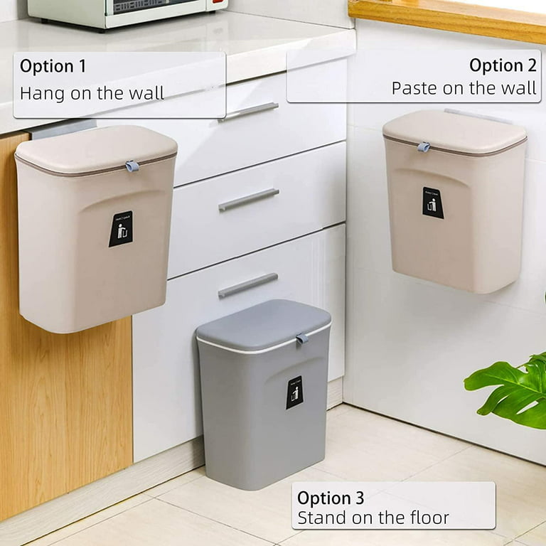 Hanging Compost Bin Large Capacity 7/12L Garbage Can Recycling Garbage  Container with Lid for Kitchen Counter Top Or Under Sink
