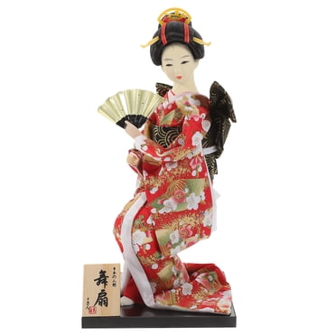2 Pcs Miniature Kimono Doll Figurines – Japanese Geisha Statues, Blue & Pink, Traditional Asian Decor