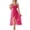 Hot Pink, variant on Women's Sexy Spaghetti Strap Nightgown, V-Neck Midi Slip Dress with High Slit and Ruffle Hem, Elegant Sleepwear for Bedtime, Boudoir, and Romantic Evenings-Wine