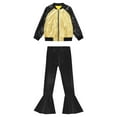 thumbnail image 4 of TiaoBug Kids Girls Gymnastics Sports Dance Set Long Sleeve Sequins Jacket with Bell Bottoms Pants Gold&Black 10, 4 of 7