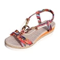 thumbnail image 5 of Rokment Boho Platform Wedge Dress Sandals for Women 2026 Beach Summer Ethnic Colorful Linen Sole Memory Foam Espadrilles High Heels Slingback Sandals B Size 9, 5 of 6
