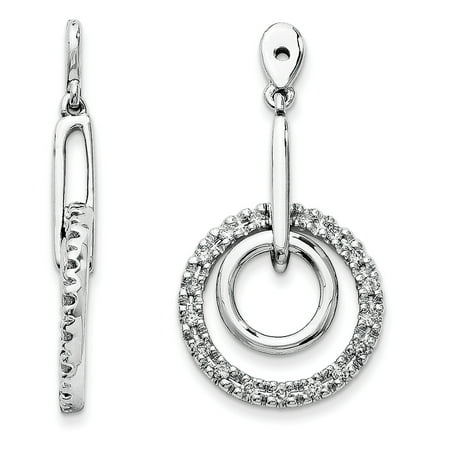 Diamond Jacket Earrings 14K White Gold Diamond Two Circles Dangle Jackets Earrings (0.25 CTTW, G-I Color, I1-I2 Clarity) ()