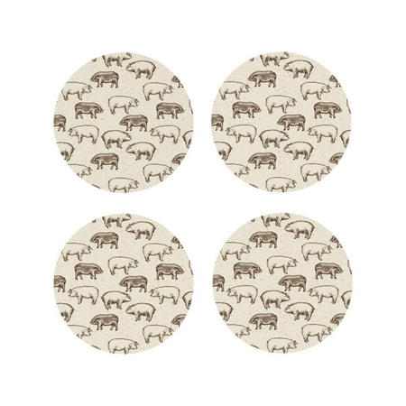 

Fuzoiu Vintage Farm Pigs Print Leather Coasters Set Drink Coasters Set of 4 for Tabletop Protection Durable PVC Coasters Home Décor and Housewarming Gift-Round Shape
