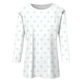 thumbnail image 4 of ABATAB 3/4 Sleeve Shirts for Women Fashion Plus Size Polka Dot Crew Neck Business Casual Tops Loose Fit Vacation Work Blouses(3X-Large,Mint Green), 4 of 5