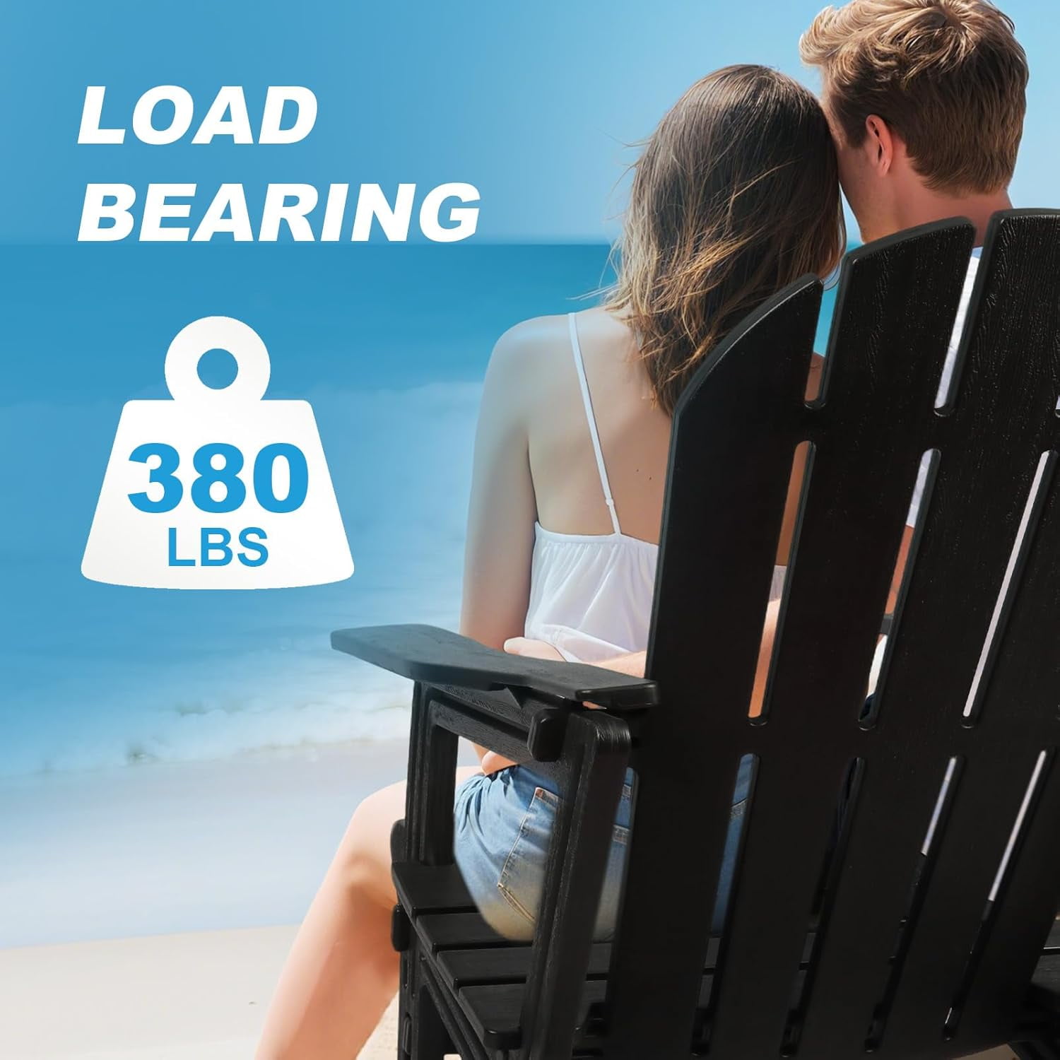 Adirondack Chairs - HDPE Weather Resistant, No Tools and Hardware Required 5-Minute Assembly, Patio, Firepit or Lawn Chairs, Black