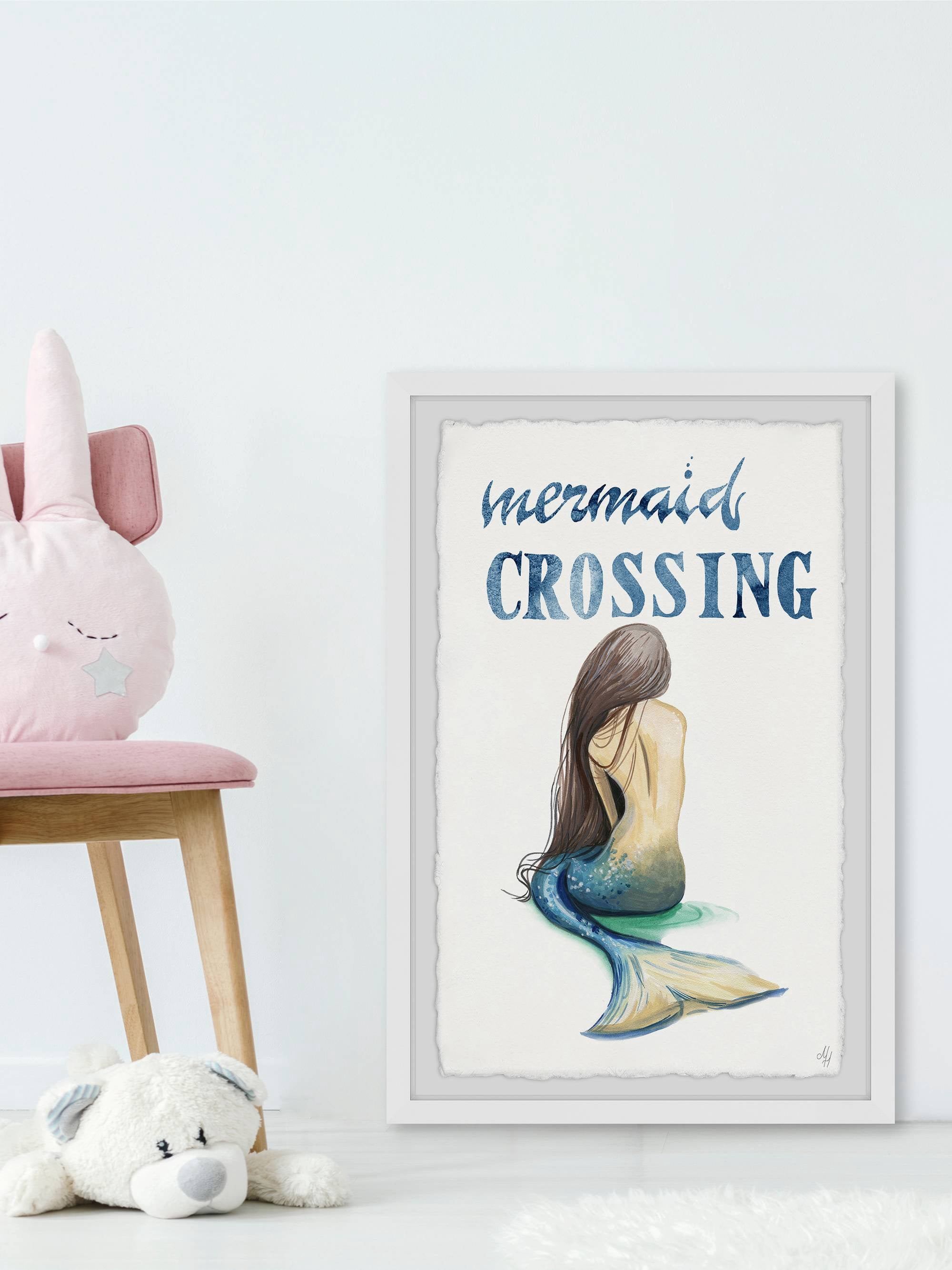 Marmont Hill Mermaid Crossing Back Framed Wall Art, 16.00" x 1.50"