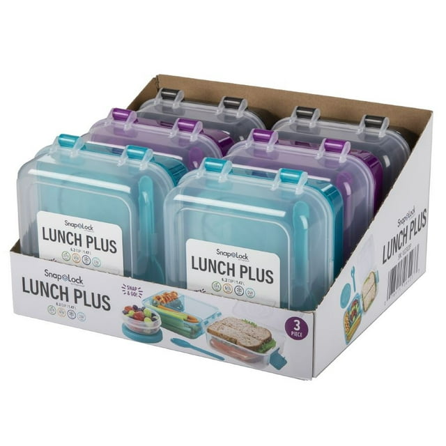 Progressive International Food Carrier SNL-1023CDP Snap Lock; Rectangular Lunch Cube; Three Piece; 6.2 Cup/1.47 Liter Capacity; Single