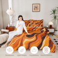 thumbnail image 4 of Manfei Abstract Swirl Queen Comforter Set, Burnt Orange Comforter Sets Queen, Black Reversible 3 Pieces, 1 Comforter and 2 Pillowcases, 4 of 6