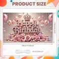 thumbnail image 2 of Pink Theme Banner Royal Crown Princess Backdrop Pink Roses Sparkling Letters Glamorous Party Backdrop for Birthday Party Girls' Birthday Indoor Decoration, 2 of 9