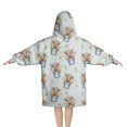 thumbnail image 2 of Blue Highland Cow Bucket Flower Pattern Blanket Hoodies for Kids 6-13YR Oversize Wearable Blanket Hoodies for Boys Girls Teens, 2 of 7