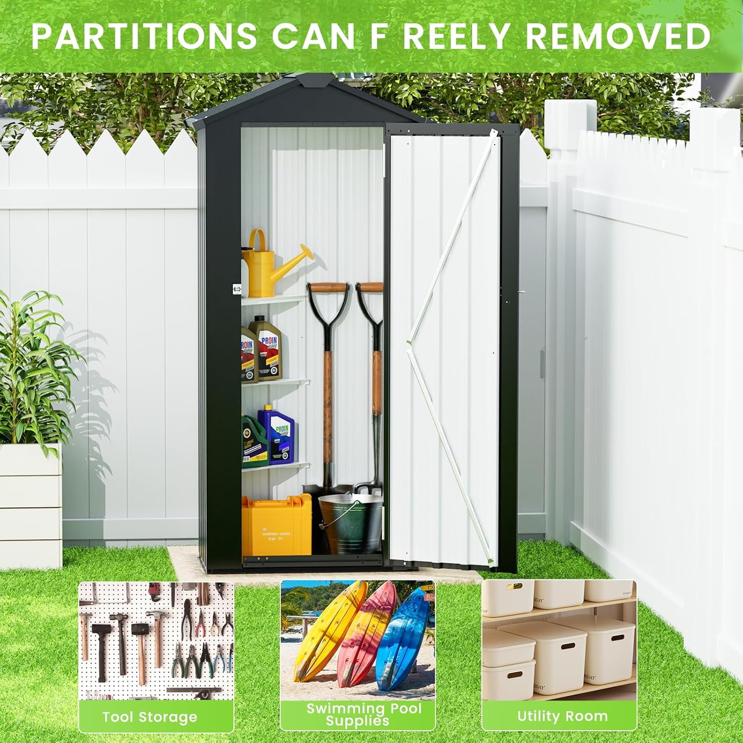 Small Shed Outdoor Storage 2.5X1.4 FT Galvanized Metal Garden Shed Waterproof with Lockable Door for Narrow Backyard, Patio, Garden