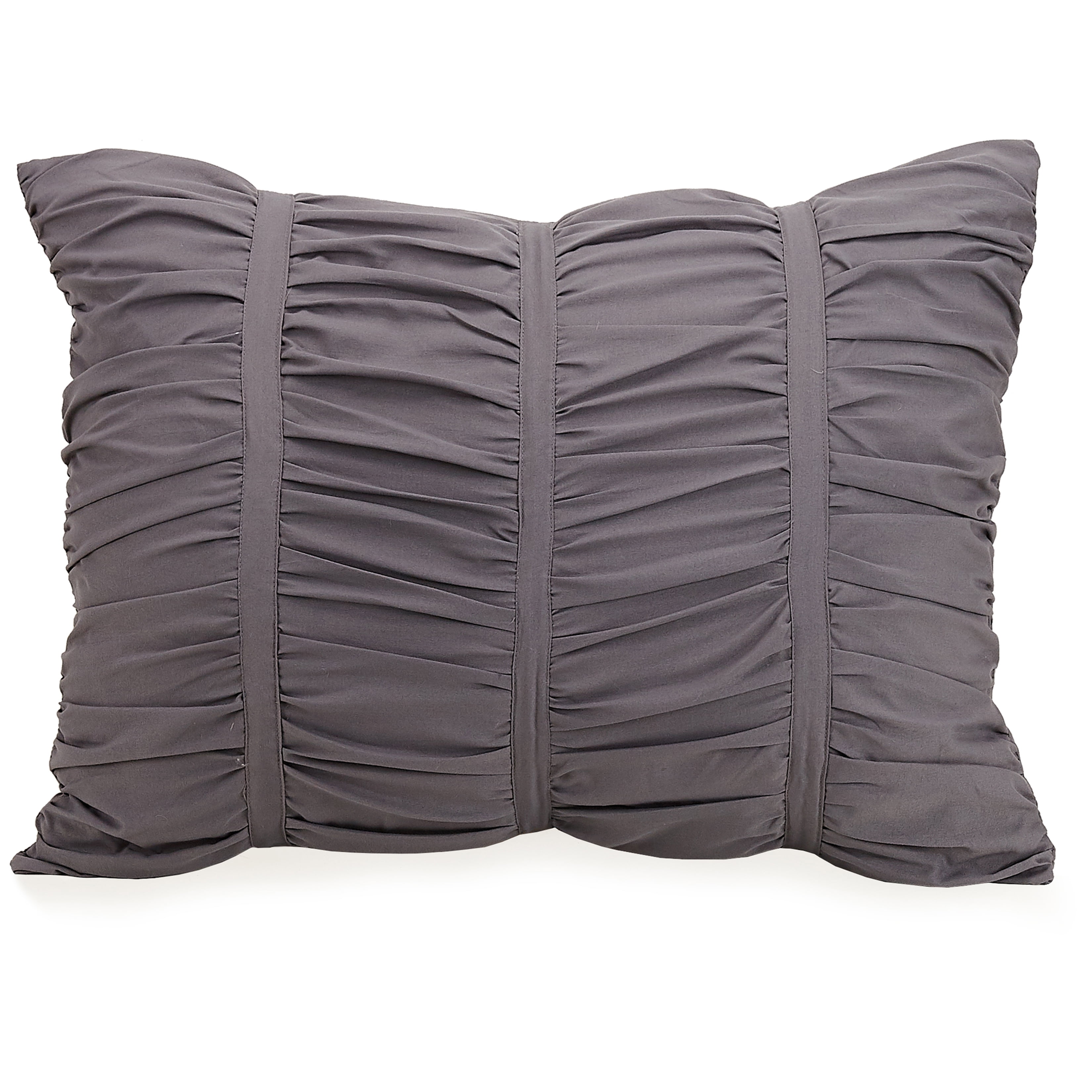 Modern Heirloom Emily Dark Gray 3-Piece Pleated Comforter Set, Full/Queen