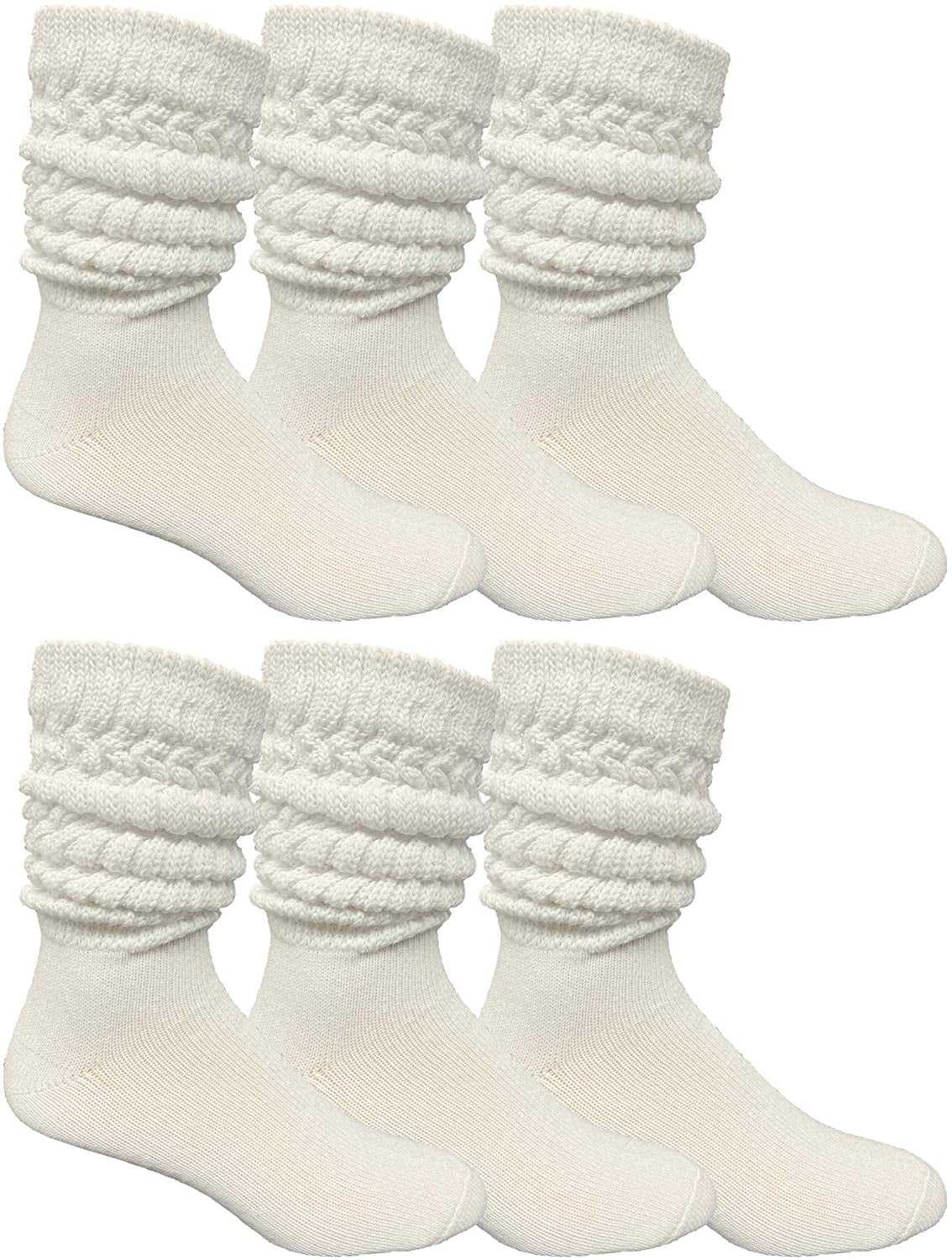 Yacht \u0026 Smith Men's Cotton Extra Heavy Slouch Socks, Thick Boot Sock for Mens, Size: 10-13, White