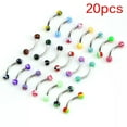thumbnail image 1 of HOOUN 20X Stainless Steel Ball bell Curved Eyebrow Rings s Tragus Piercing-lq@, 1 of 5